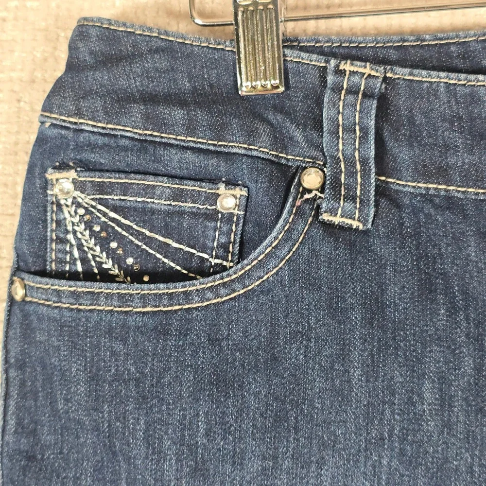 Christopher & Banks‎ Womens Size 10 Dark Wash Embroidered Bermuda Denim Shorts